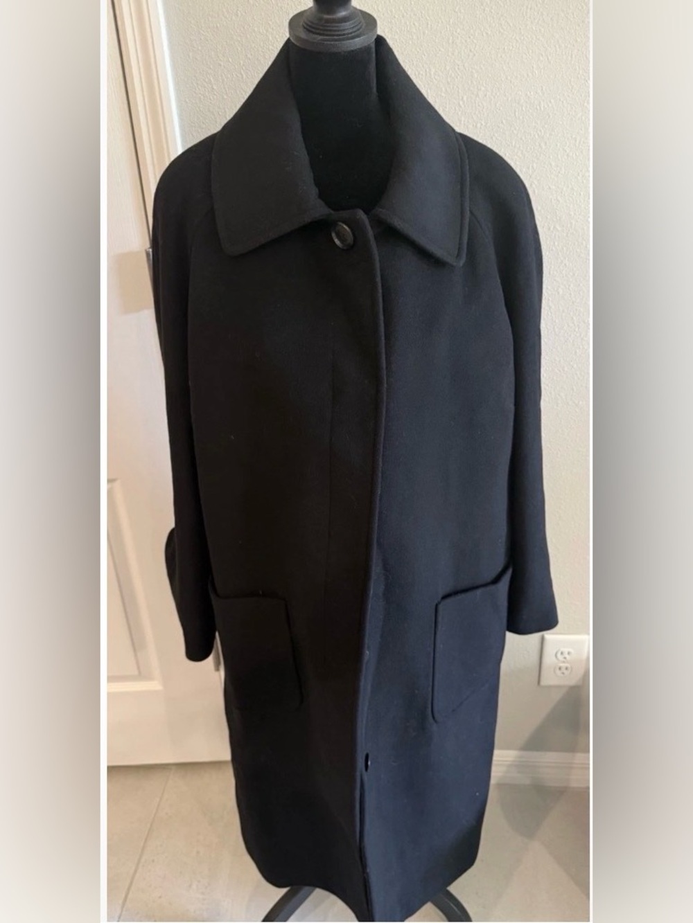 Pendleton Womens Luxury Wool Cashmere Long Reefer  Black Coat Size 16P